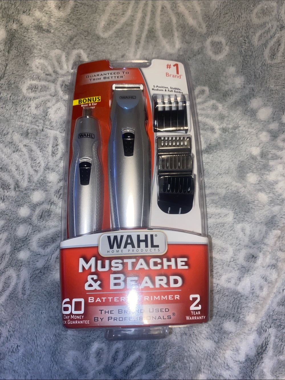 Wahl Silver Mustache & Beard Trimmer Kit with Guide Combs